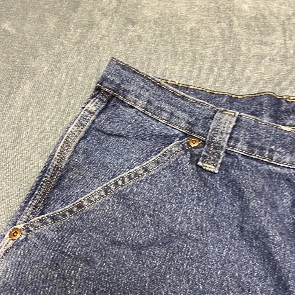 Wrangler Carpenter Shorts Men 32 Blue Denim Stretch Utility Workwear Hammer Loop